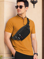 Water-Resistant Unisex Black Fanny Pack Sleek Outdoor Travel Money & Phone Pouch
