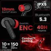 Wave Tws 12 hours playtime bluetooth wireless headphones earphone bluetooth headset