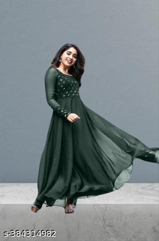 georgette mirror work dress
