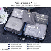 (Colour May Vary)Fabric 6 Set Travel Storage Bags Multi-Functional Storage Bag,Travel Packing Pouches,Luggage Organizer Pouch Travel Organizers Packing Cubes Laundry Bag Luggage