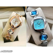 New Fancy Solid Dial Attractive Metal Chain Attractive Bracelet Analog Watch Combo for Women