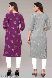 Women Printed Crepe Kurtis combo of 2