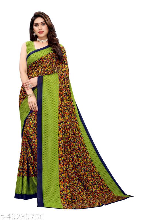 DailyWear Women's Georgette Printed Saree With Blouse Piece