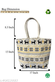 Charming Yellow Deer Canvas Bag with Studded Handle – Perfect Blend of Style & Functionality"