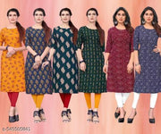 Women Printed Crepe Kurti (Combo Of 6)