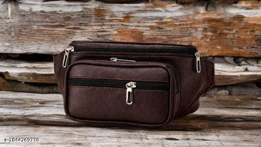 Stylish BROWN Waist Bag for Men & Women | Multi-Pocket Travel Belt Bag | Adjustable Crossbody Chest Bag