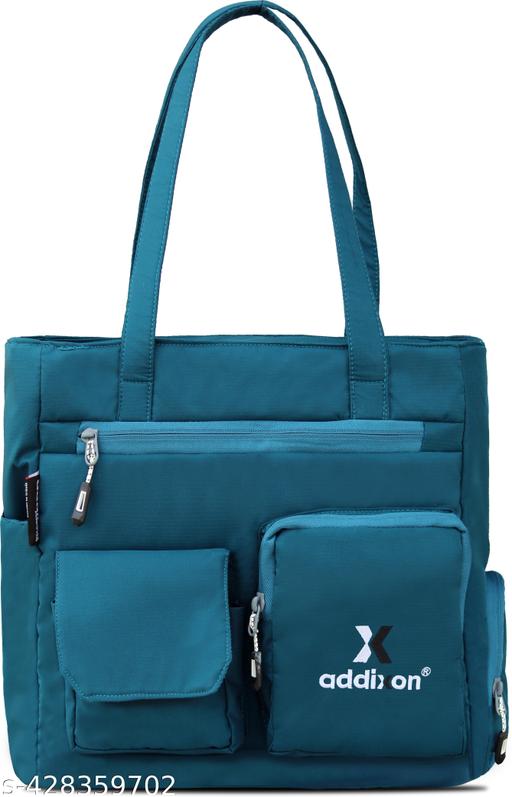 Double Pocket Handbag for Women: Stylish, Ideal Companion for Work, Travel, Polyester Material, Spacious 10-liter Capacity, 6 Pockets. (Blue)…