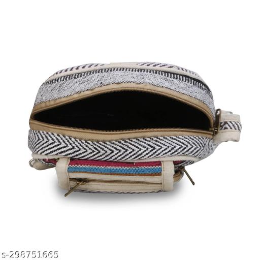 ANESHA Hemp Sling Backpack- Hemp Cross body Bag- Hemp Shoulder Backpack Adjustable Strap for Men & Women 3 Compartments Pack of 1 Size (7.5 x 7.5) inches