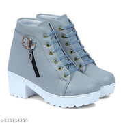 EVOLTAR women buckle design zipper synthetic heel boot | Trendy Below-the-Knee Boots for Women | Elegant & Comfortable Synthetic Leather Design | Best for Casual, Party & Holiday Outings | Stylish Footwear for Ladies & Girls