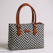 Black/White Color Large Canvas Kalamkari Tote Bag With Two Zipper Inner Pockets for Shopping, Office & Daily Use