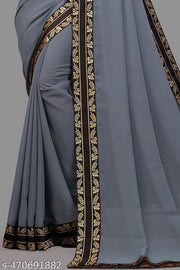 Timeless Black Georgette Saree with Maharani Embellished Border