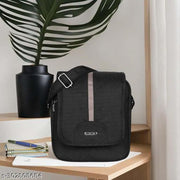 LOREM Mink Black Casual PVC Coated Matty Fabric Cross Body Sling Bag For Men SL09