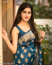 Banarasi Traditional Design Silk Blend Saree With Unstitched Blouse