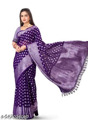 Georgette Silver Buti Silk Saree with Zalar and Siroski