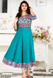 Polyster/Crepe fabric-Woman printetd anarkali kurti combo of 2 offer