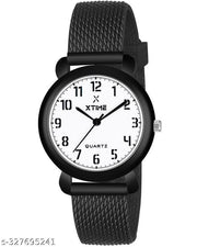 XTIME Analogue Watch Round White Dial & Black Resin Strap for Boys & Girls