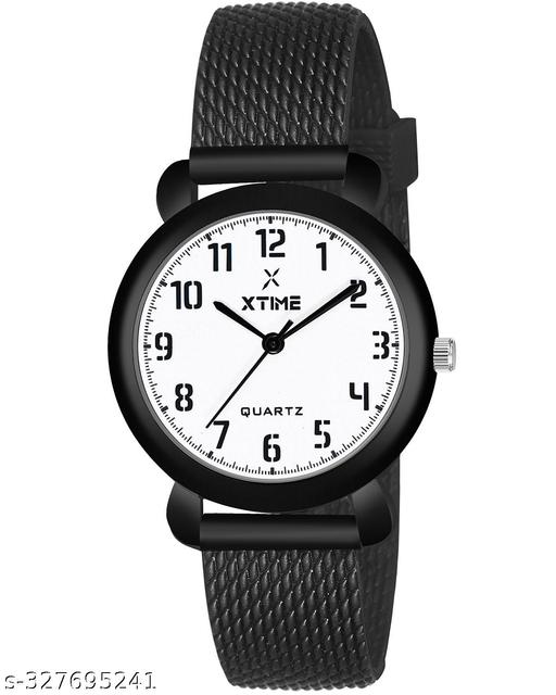 XTIME Analogue Watch Round White Dial & Black Resin Strap for Boys & Girls
