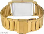 Square Golden Bracelet Chain Day & Date Functioning Analog Watch - For Men