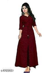 Women Rayon Front Slit Solid Kurti