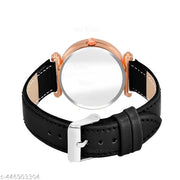 Skoal Analog Round Black Dial ALPHABET S Design Stylish Black Leather Strap Classic Design Fancy Wrist Watch for Women and Girls, Pack of 1 - ALPHA-S-GEN-RG-BLK-L