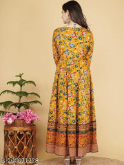 printed long yellow kurti