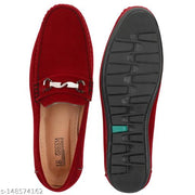LEE GREEM Men's Red Velvet Slip On Comfortable and Stylish Loafers
