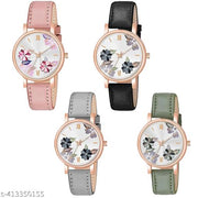 Stylish Women's Analog Watch Combo | Floral Dial Designer Wrist Watches | Elegant Daily Wear Fashion Watches | Trendy Ladies Watch Set for Girls & Women | Casual Office Wear Wrist Watches | Multi-Color Leather Strap Combo | Party & Gift Option