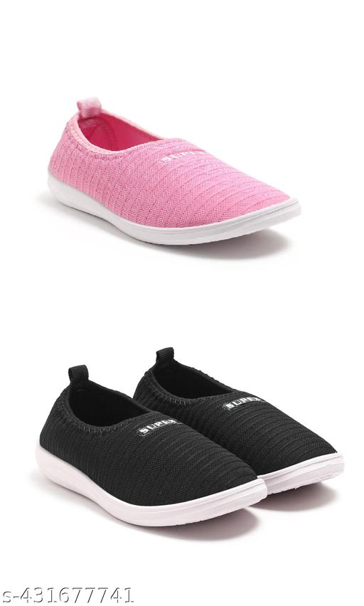 SUPEX Women's Walking Slip on Outdoor Shoes Sneakers For Women and Girls COMBO OF 2