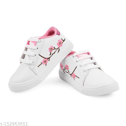 Kats Sports Casual Girls Partywear Laceup Shoes-White