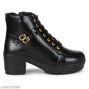 Synthetic Leather Casual Stylish Boots Shoes for Women and Girls Lightweight Comfortable Shoe, Partywear Shoe,  Lace-up Stylish Boots, Leather Shoe, Boot Leather, Sneakers/Boot/Casual/Sneaker/Shoes for Women's