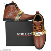 Shoe Island ® Robust-X ™ Leather Tan Brown Trendy Tough Military Lace Ups High Ankle Length Mens Casual Boots For Men (BAB980-TAN)