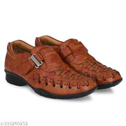 XEYLO Men's Stylish & Premium Quality Genuine Faux  Leather Velcro Roman Sandals | Sandal For men | Bantu Sandal | Floater Sandal | Slipper