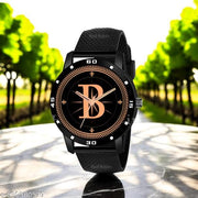 Femeo  Analog 9109 Watches Round Black Dial F Design Stylish Black PUU Strap Classic Design Fancy Wrist Watch for Men and Boys, Pack of 1 - A07ZALPHA-F-AVO-BLK-SFR