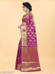 Banarasi Banarasi Silk Pink Jaquard Saree With Blouse