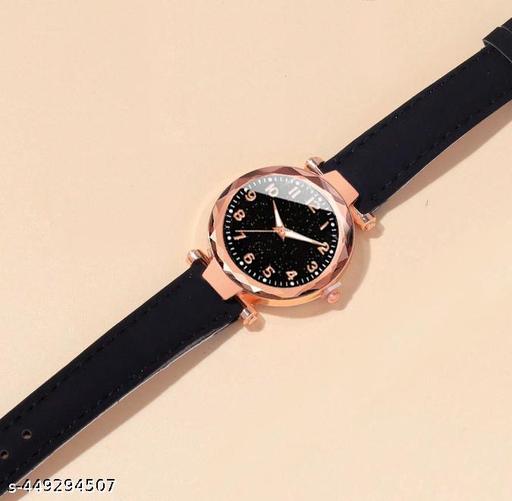 Starry Sky Numeral Dial Watch for Daily Life Stylish Women Watches Embossed Designer Round Dial Professional Leather Belt Watches for Women Watches for Girls Analog Watches for Ladies Watches Wrist Watches Leather Belt Watches for Women Pack of 1