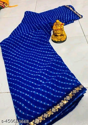 Georgette lehriya  60gms saree with lace and blouse