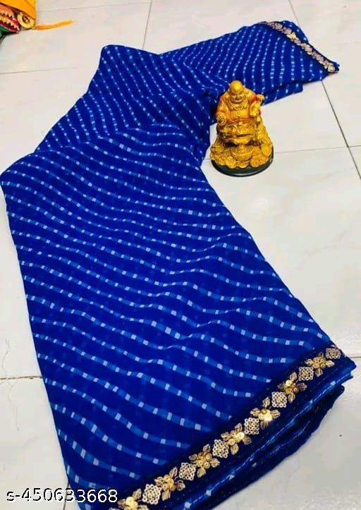 Georgette lehriya  60gms saree with lace and blouse