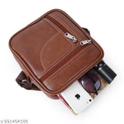 MORABIA Men Black Leather Sling Bag Crossbody Messenger Bag