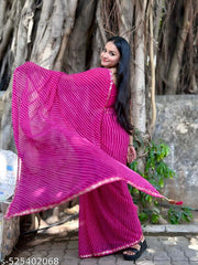 Georgette lehriya saree with fancy lace and blouse