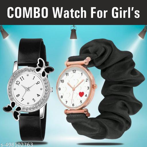 Black Butterflly Rubber | Heart Dial |  Ribbin Belt Watch