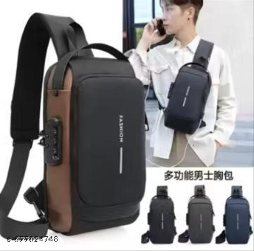 Waterproof Polyester Slim Unisex Crossbody Sling Bag Chest Backpack Men's Shoulder Bag, Leisure Travel Handbag, Hard Shell Anti-Theft Chest Bag
