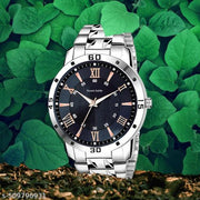 Letest Trendy Luxe Black  Dial Analog Roman Numeral Watch with Sleek Metallic Strap watch for Men's & Kids