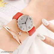 High Quality Round Dial Fancy Leather Belt Women Analog Watch