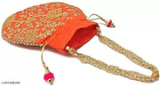 Traditional Silk Potli Purse with Floral Embroidery | Bridal, Party & Festive Handbag pack of 2