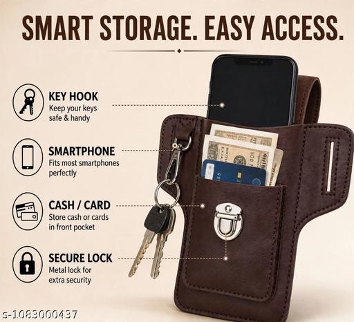 Leatherite Mobile Waist Pouch with Key Hook