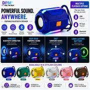 DPM Wireless Bluetooth Speaker with RGB LED Lights, High Bass Audio, 5W Powerful Sound, USB TF Card Playback, FM Mode, Portable Design