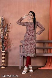 1. Maroon Paisley Printed Ethnic Kurti for Women | Elegant Full Sleeve Style