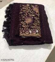 Dark Wine Saree Solo Pattern Jalar Chati Embellished With Blouse Embroidered