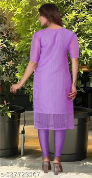 Daily Wear Luxurious Organza Kurti with Embroidery and Sequence Work for Women A-Line Fancy Kurti