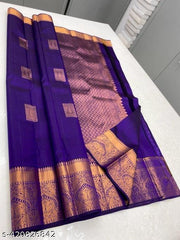 Tempting Blue Soft Silk Saree With Fragrant Blouse Piece